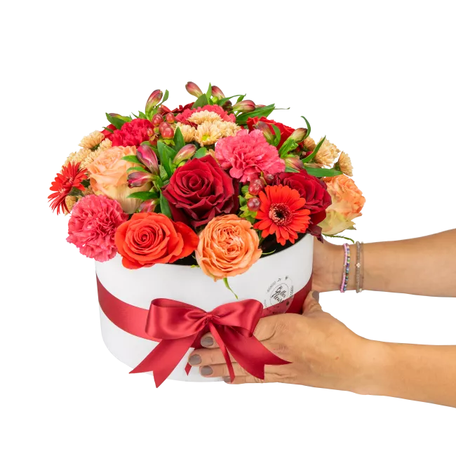 Box of red flowers